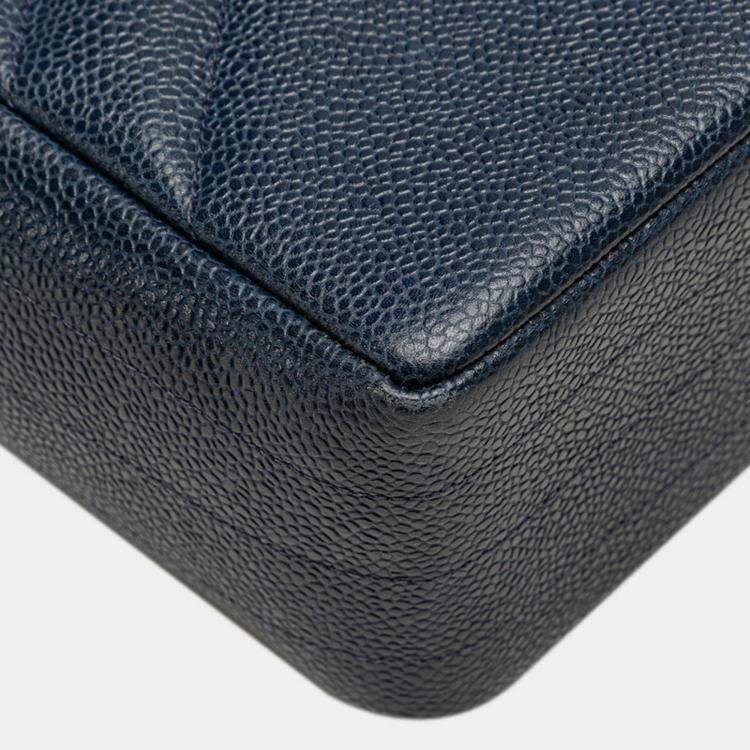 مملوكة مسبقًا Chanel Coco Mark Bias Stitch Chain Shoulder Bag In Navy Caviar Leather