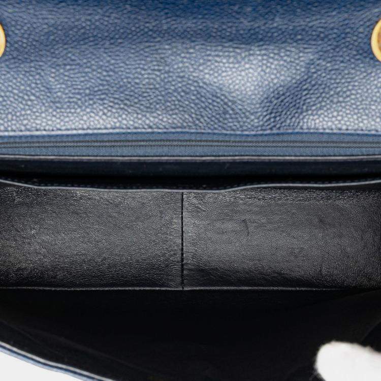 مملوكة مسبقًا Chanel Coco Mark Bias Stitch Chain Shoulder Bag In Navy Caviar Leather