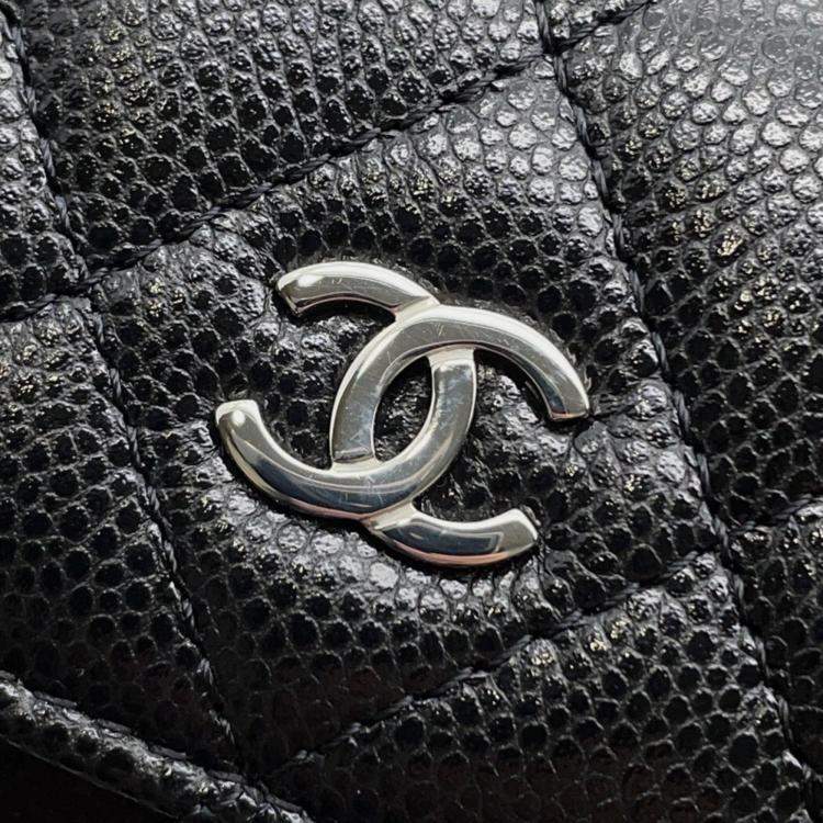 Pre Owned Chanel Matelasse Coco Mark Mini Backpack In Caviar Skin Black