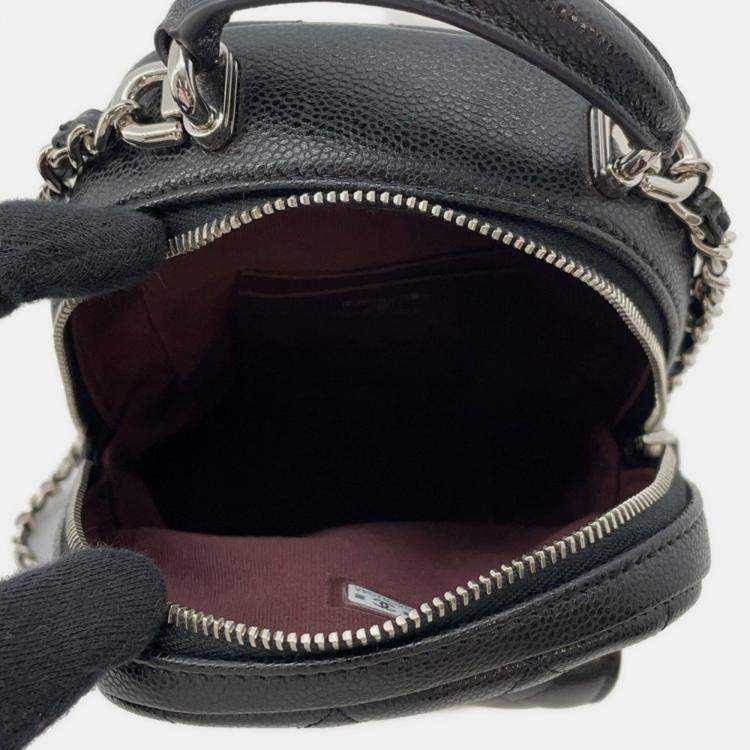 Pre Owned Chanel Matelasse Coco Mark Mini Backpack In Caviar Skin Black
