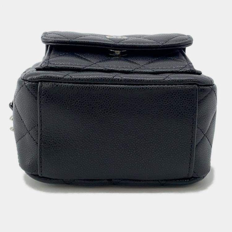 Pre Owned Chanel Matelasse Coco Mark Mini Backpack In Caviar Skin Black