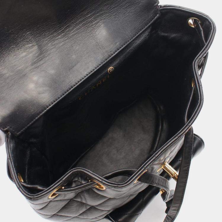 Pre Owned Chanel Matelasse Backpack Lambskin (Sheepskin) Black