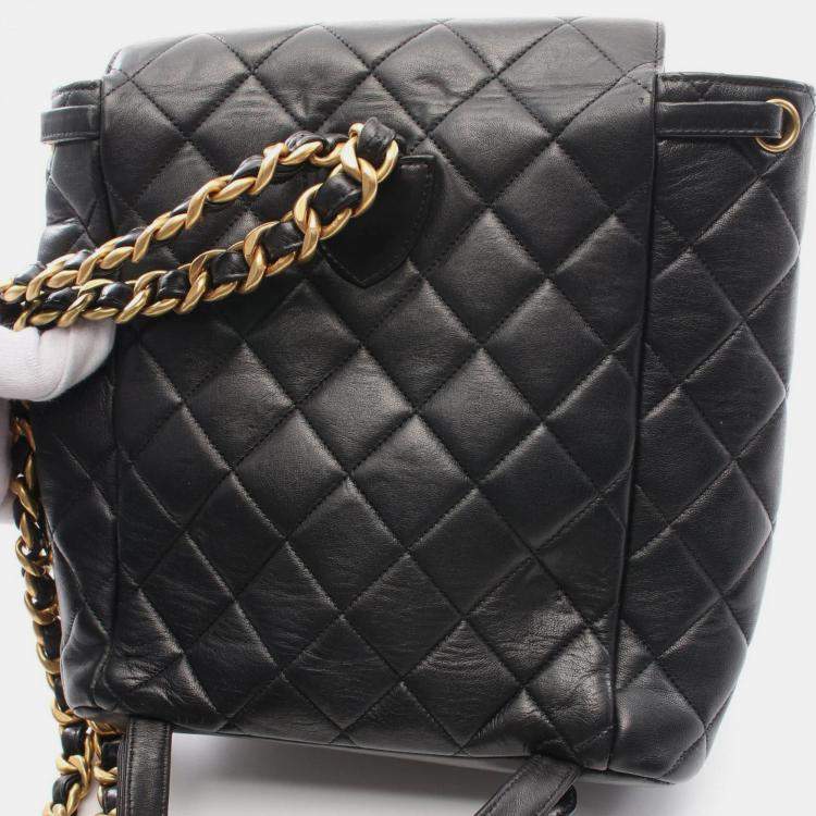 Pre Owned Chanel Matelasse Backpack Lambskin (Sheepskin) Black
