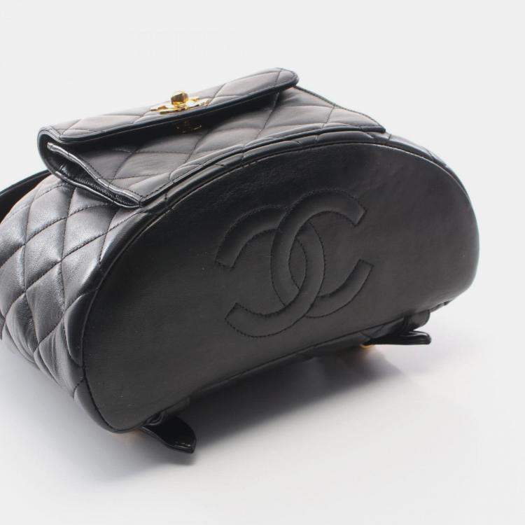 Pre Owned Chanel Matelasse Backpack Lambskin (Sheepskin) Black