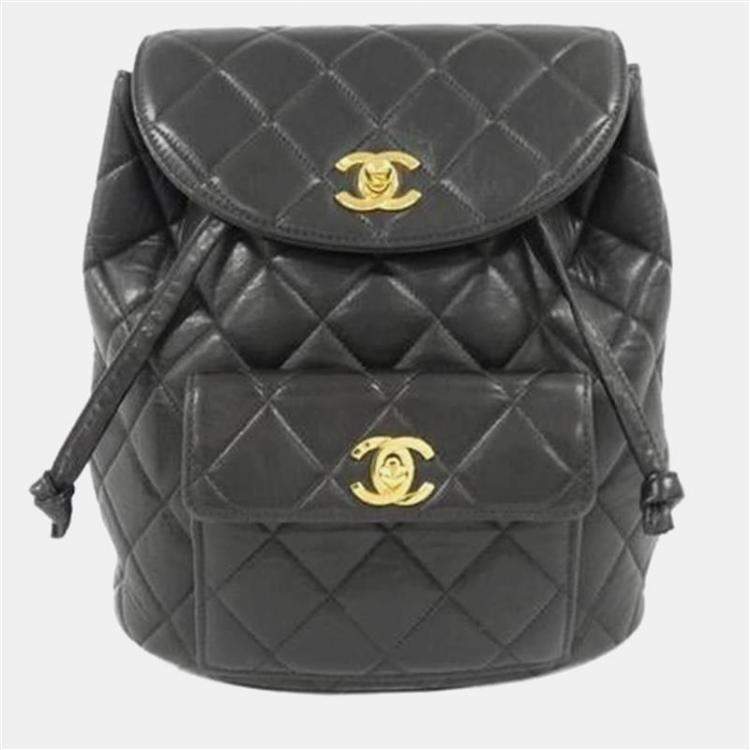 Pre Owned Chanel Leather Black Backpack