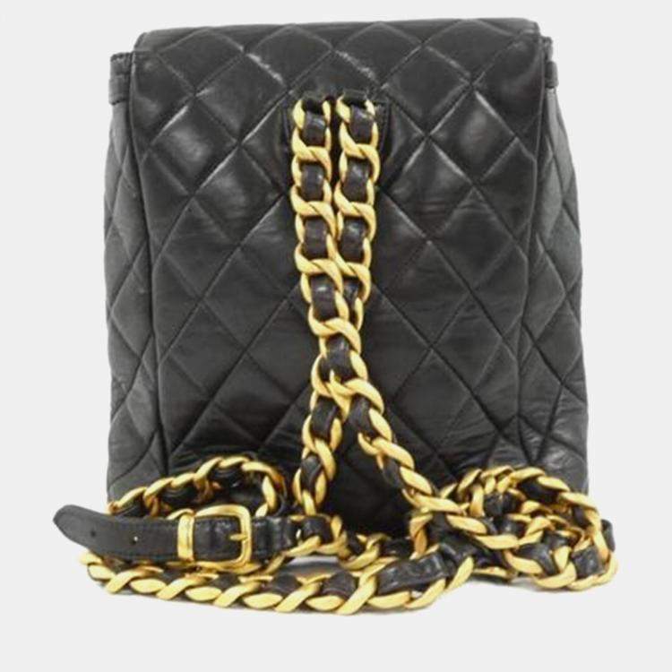 Pre Owned Chanel Leather Black Backpack