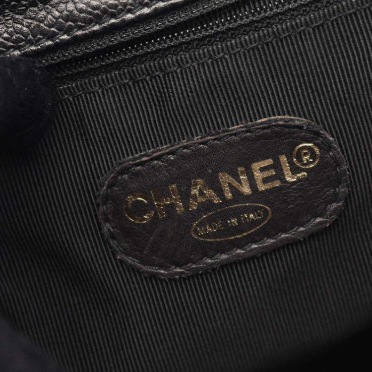 Pre Owned Chanel Triple Coco Chain Backpack Bag In Calfskin Leather Black