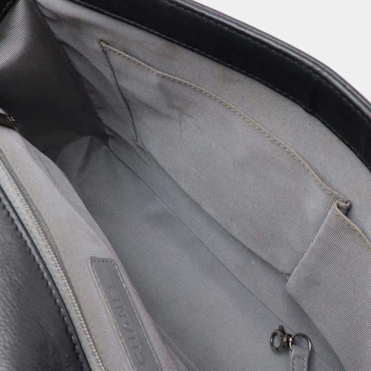 Pre Owned Chanel Boy Chanel 30 Large Matelasse Coco Mark Chain Bag Shoulder Calfskin Black