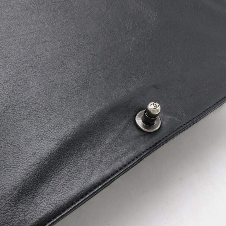 Pre Owned Chanel Boy Chanel 30 Large Matelasse Coco Mark Chain Bag Shoulder Calfskin Black