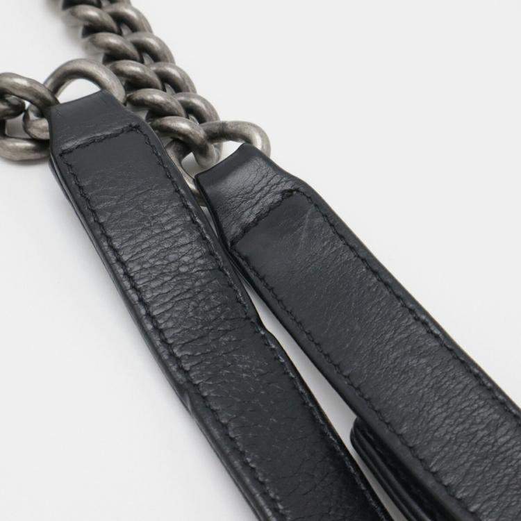 Pre Owned Chanel Boy Chanel 30 Large Matelasse Coco Mark Chain Bag Shoulder Calfskin Black