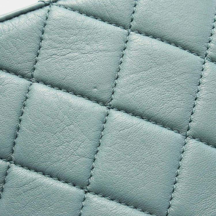 Pre Owned Chanel Matelasse Small Hobo Bag Shoulder Leather Green