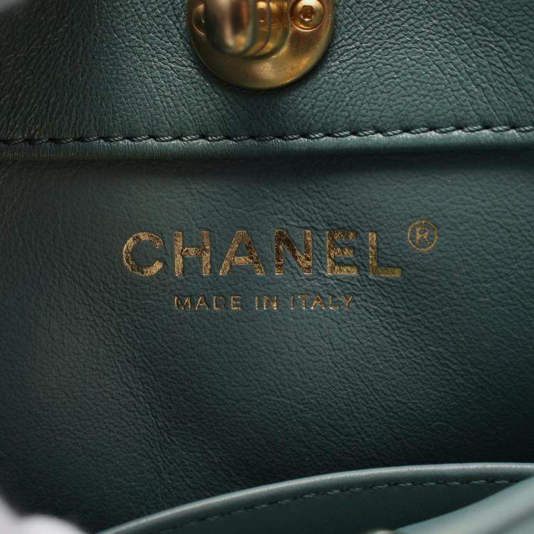 Pre Owned Chanel Matelasse Small Hobo Bag Shoulder Leather Green