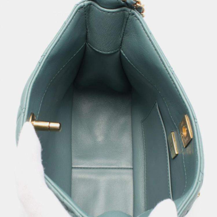 Pre Owned Chanel Matelasse Small Hobo Bag Shoulder Leather Green