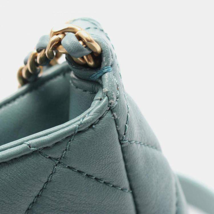 Pre Owned Chanel Matelasse Small Hobo Bag Shoulder Leather Green