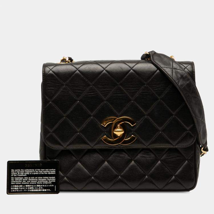 Pre Owned Chanel Black Quilted Lambskin XL Square Flap