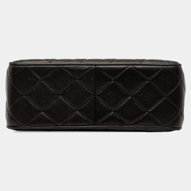 Pre Owned Chanel Black Quilted Lambskin XL Square Flap