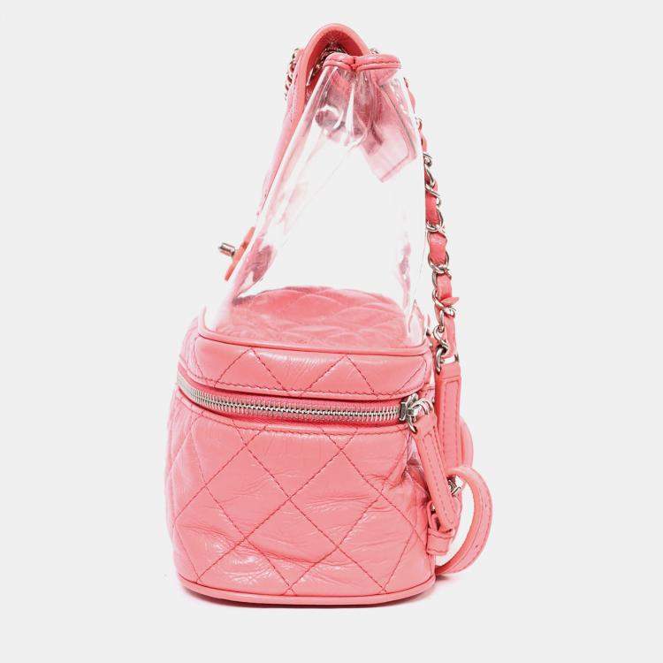 Pre Owned Chanel 2018 Pink Calfskin Leather/PVC 'Aquarium' Backpack