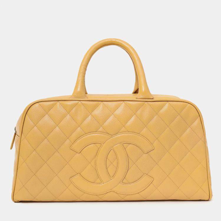 Pre Owned Chanel 2004-05 Beige Caviar Large Bowler Bag