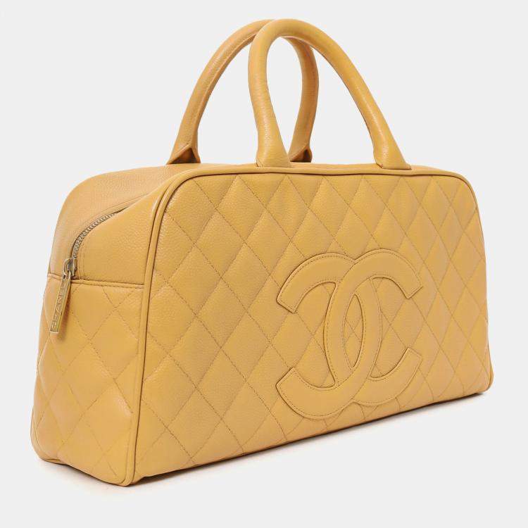 Pre Owned Chanel 2004-05 Beige Caviar Large Bowler Bag