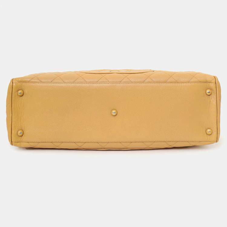 Pre Owned Chanel 2004-05 Beige Caviar Large Bowler Bag