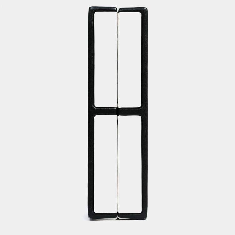 Pre Owned Chanel Black/White Leather No. 5 Perfume Clutch Evening Clutch