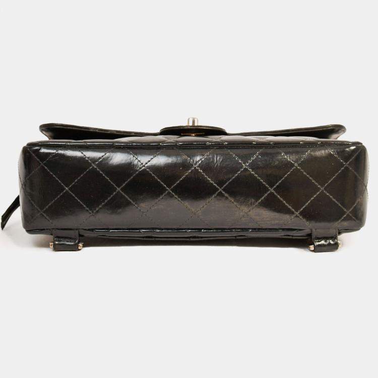 Pre Owned Chanel 1996-7 Black Quilted Leather Flap Zip Backpack (Refurbished)