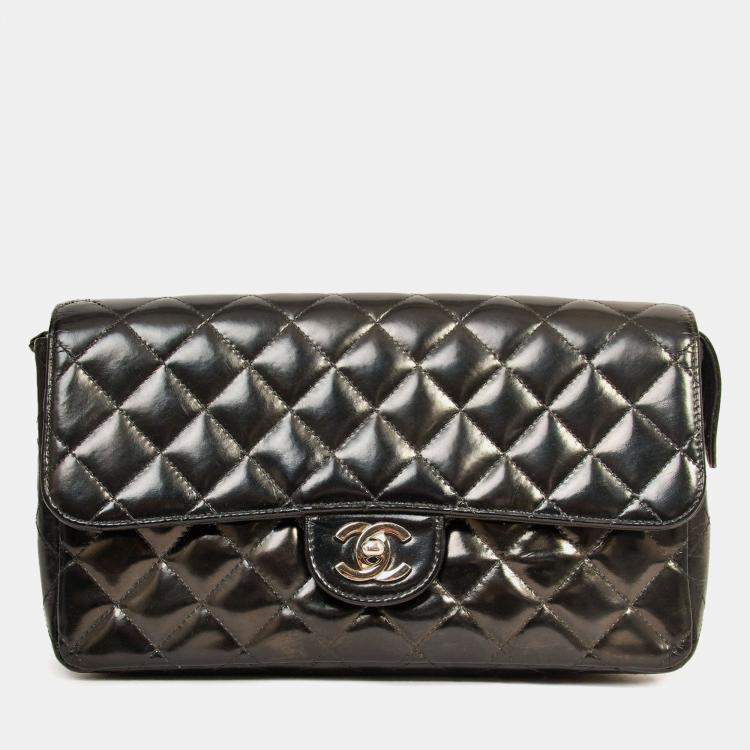 Pre Owned Chanel 1996-7 Black Quilted Leather Flap Zip Backpack (Refurbished)