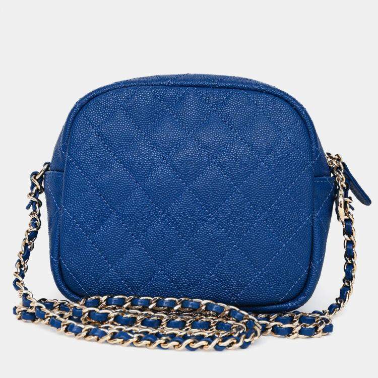 Pre Owned Chanel 2019 Dark Blue Caviar Camera Bag GHW