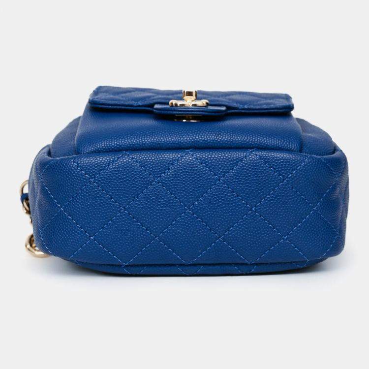 Pre Owned Chanel 2019 Dark Blue Caviar Camera Bag GHW