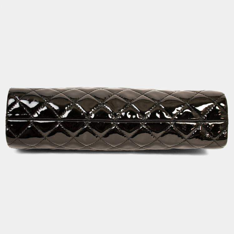 Pre Owned Chanel 2012-13 Black Patent Timeless Frame Clutch