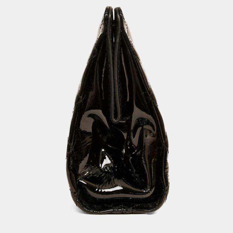 Pre Owned Chanel 2012-13 Black Patent Timeless Frame Clutch