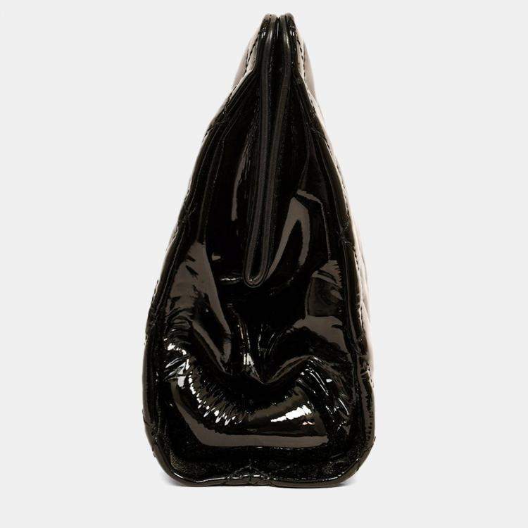 Pre Owned Chanel 2012-13 Black Patent Timeless Frame Clutch