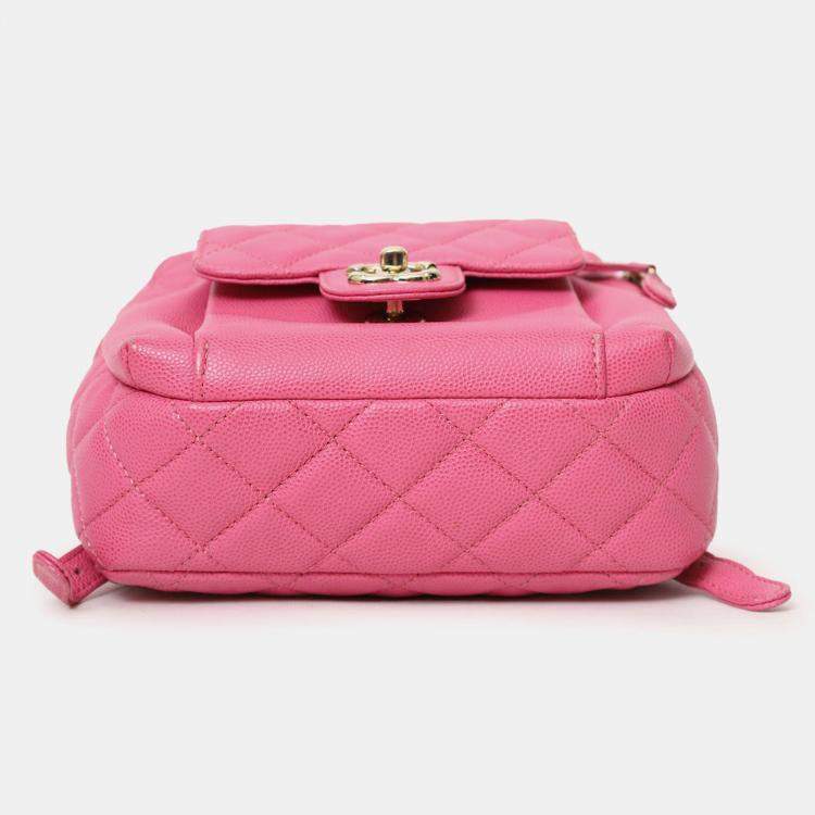 Pre Owned Chanel 2019 Hot Pink Caviar Leather Mini Chain Backpack