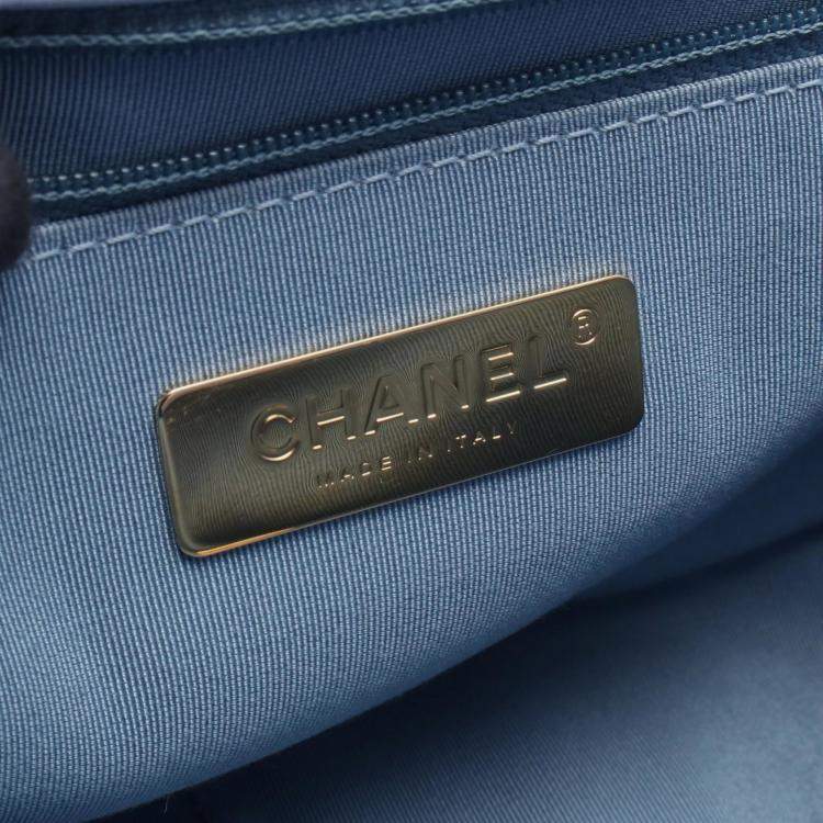 Pre Owned Chanel 19 Blue Quilted Jersey Shoulder Bag