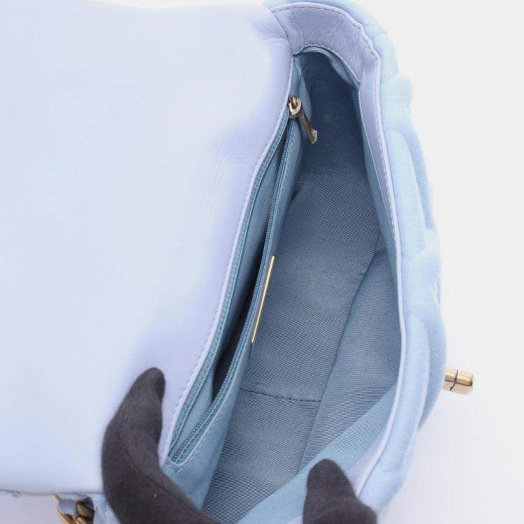 Pre Owned Chanel 19 Blue Quilted Jersey Shoulder Bag