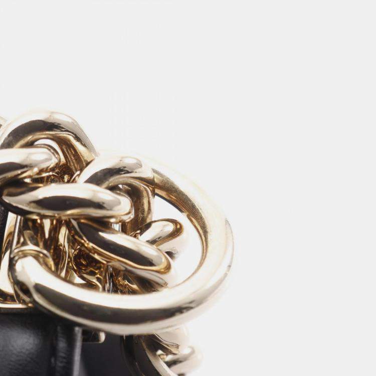 Pre Owned Chanel Boy Small Pearl Black Leather Shoulder Bag