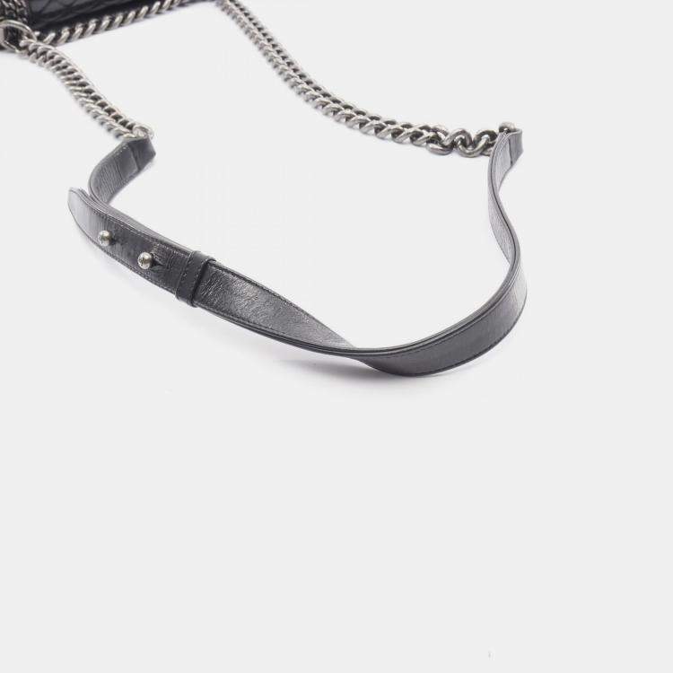 Pre Owned Chanel Boy Small Black Leather Shoulder Bag