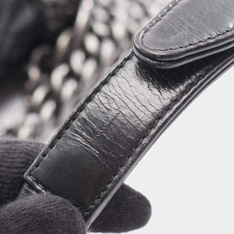 Pre Owned Chanel Boy Small Black Leather Shoulder Bag