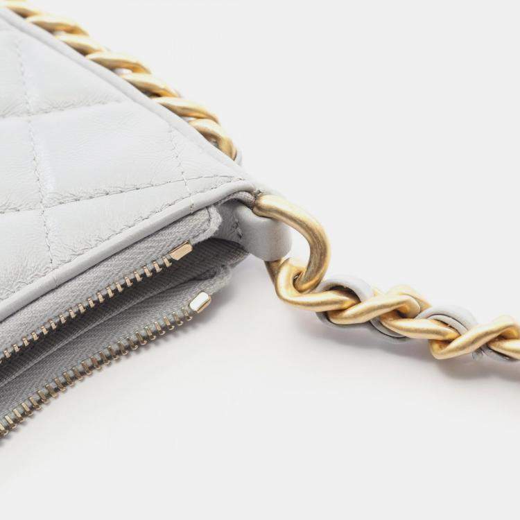 Pre Owned Chanel CC Chain Around Grey Leather Hobo Bag
