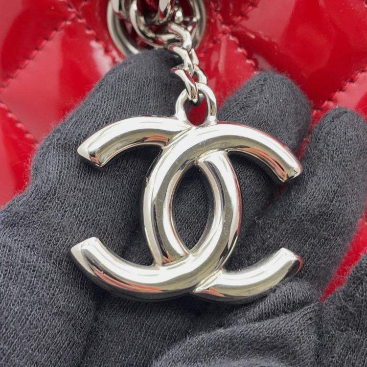 Pre Owned Chanel Mademoiselle Bowling Bag Patent Leather With Coco Mark Chain Shoulder