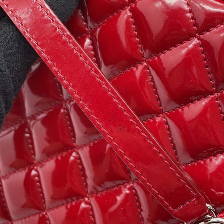 Pre Owned Chanel Mademoiselle Bowling Bag Patent Leather With Coco Mark Chain Shoulder