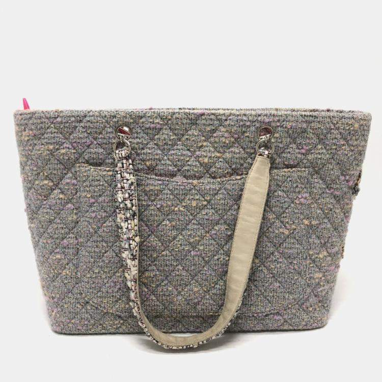 Pre Owned Chanel Cc Coco Mark Cambon Line Large Shoulder Bag/Tote Bag In Tweed Purple