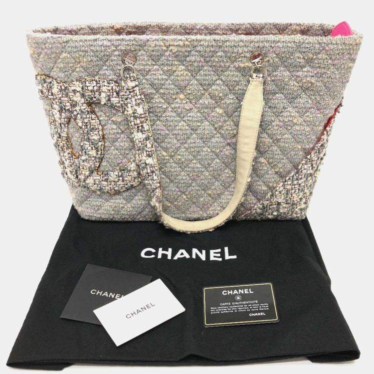 Pre Owned Chanel Cc Coco Mark Cambon Line Large Shoulder Bag/Tote Bag In Tweed Purple
