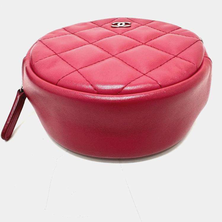 Pre Owned Chanel Coco Mark Round Chain Shoulder Bag Lambskin  