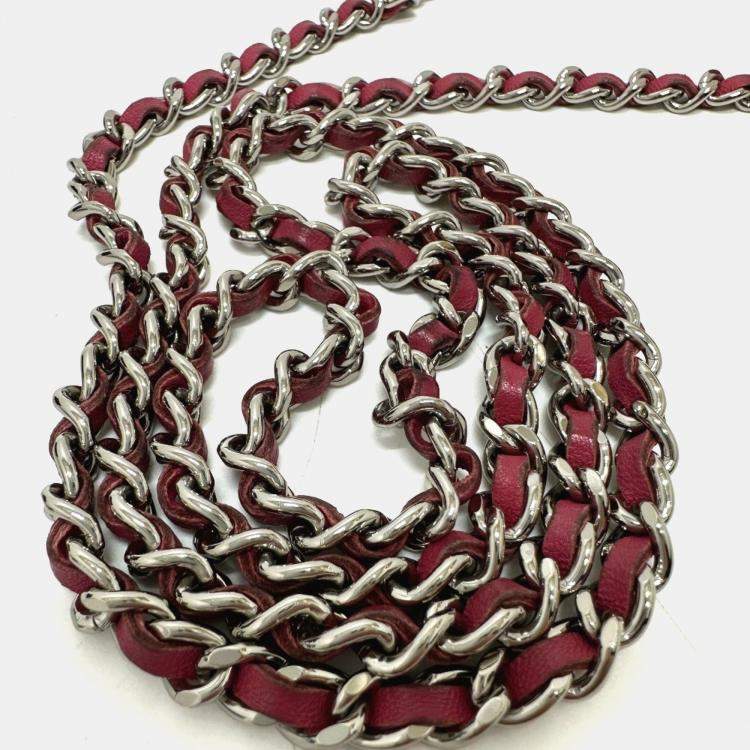 Pre Owned Chanel Coco Mark Round Chain Shoulder Bag Lambskin  