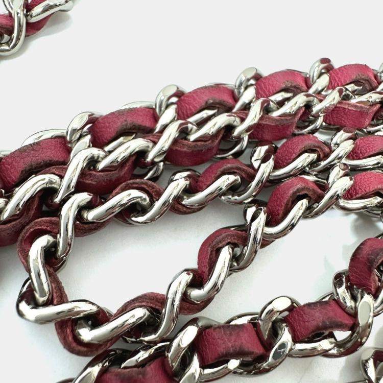 Pre Owned Chanel Coco Mark Round Chain Shoulder Bag Lambskin  