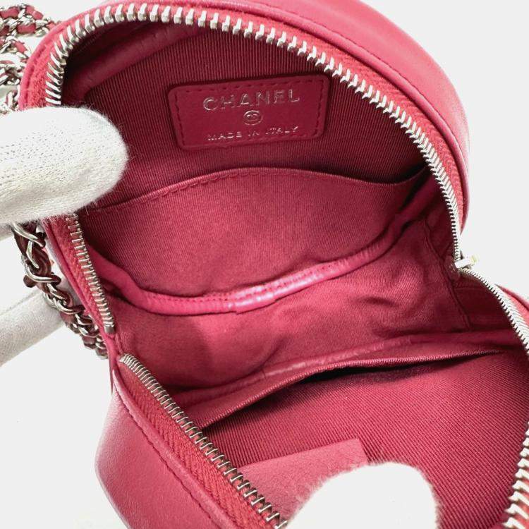 Pre Owned Chanel Coco Mark Round Chain Shoulder Bag Lambskin  