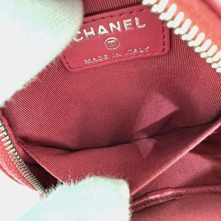 Pre Owned Chanel Coco Mark Round Chain Shoulder Bag Lambskin  