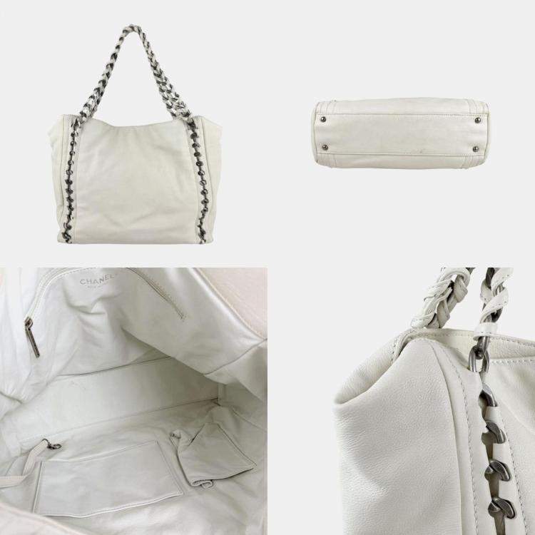 Pre Owned Chanel Shoulder Bag Leather Ivory
