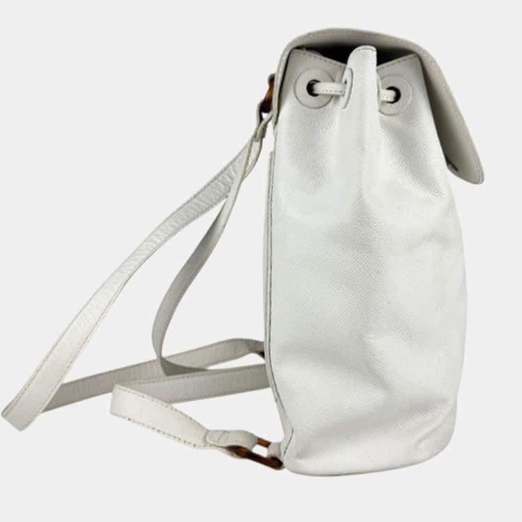 Pre Owned Chanel Backpack In Caviar Skin Leather White
